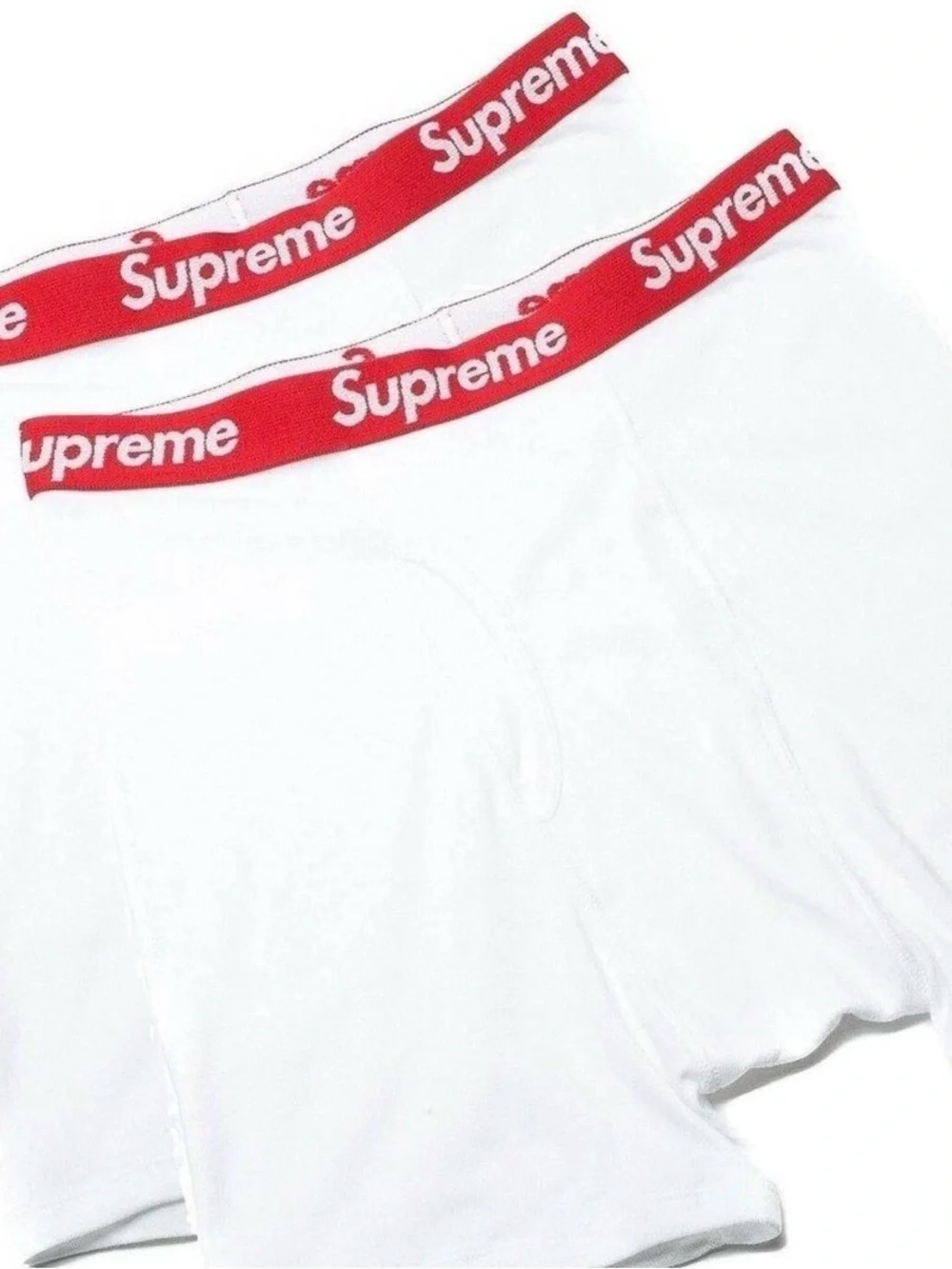 Supreme White Boxer Briefs with Red Logo Waistband - Men's Pack